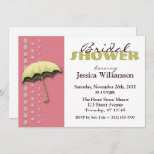 Paraplu Roze & Geel Bruids Douche Uitnodigingen (Voorkant / Achterkant)