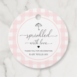Paraplu Roze Gingham besprenkeld met liefde Bedankjes Labels