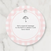 Paraplu Roze Gingham besprenkeld met liefde Bedankjes Labels (Achterkant)