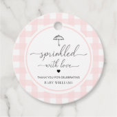 Paraplu Roze Gingham besprenkeld met liefde Bedankjes Labels (Voorkant)