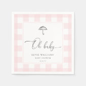 Paraplu Roze Gingham Oh Baby Papier Servet (Voorkant)