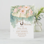 Paraplu Rozen April douches brengen mei bloemen Kaart (Staand voorkant)