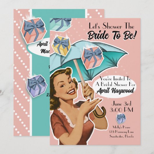 paraplu stijl doucheparty uitnodigingen (Voorkant / Achterkant)