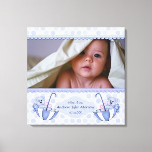 Paraplu Teddy Bear Polka Baby Canvas Print