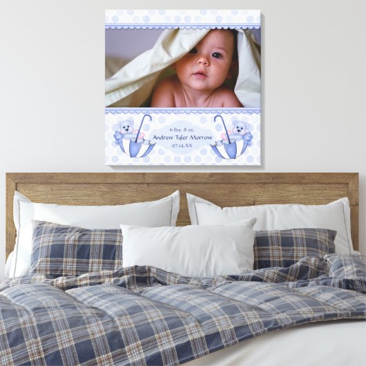 Paraplu Teddy Bear Polka Baby Canvas Print (Insitu (Slaapkamer))