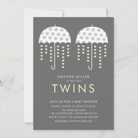 Paraplu TWINS Baby shower Invitation Kaart (Voorkant)