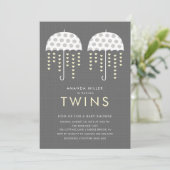 Paraplu TWINS Baby shower Invitation Kaart (Staand voorkant)