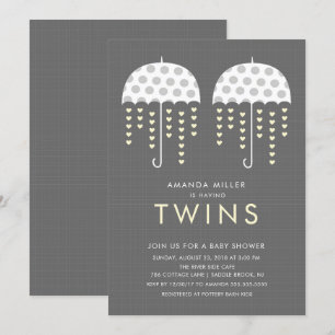 Paraplu TWINS Baby shower Invitation Kaart