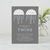 Paraplu TWINS Jongens Baby shower Invitation Kaart (Staand voorkant)
