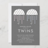Paraplu TWINS Meisje Jongen Baby shower Invitation Kaart (Voorkant)