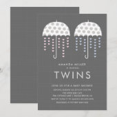 Paraplu TWINS Meisje Jongen Baby shower Invitation Kaart (Voorkant / Achterkant)