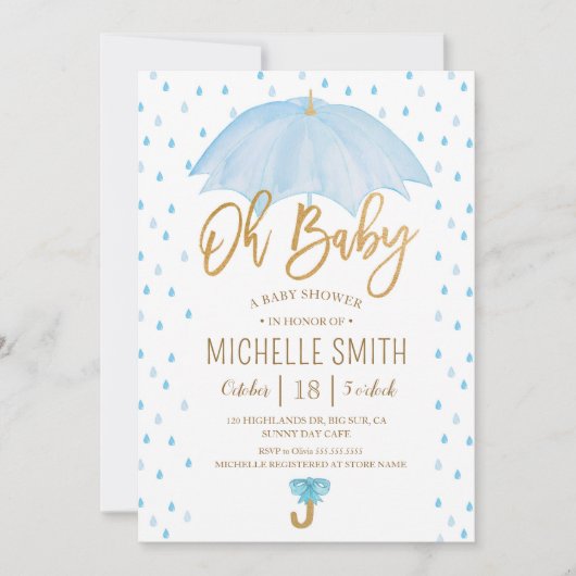 Paraplu van de Lieverdregende Baby Shower Kaart (Voorkant)