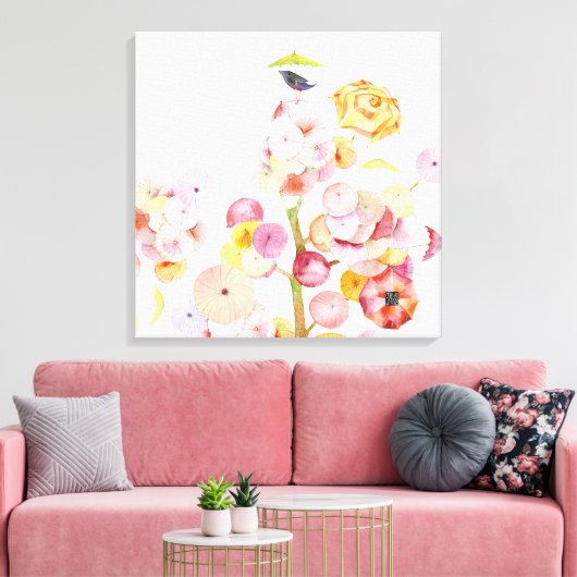 paraplu-vogeldoek canvas afdruk (Insitu (Woonkamer))