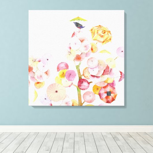 paraplu-vogeldoek canvas afdruk (Insitu (Houten vloer))