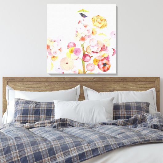 paraplu-vogeldoek canvas afdruk (Insitu (Slaapkamer))