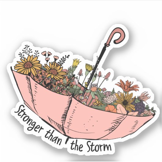Paraplu Wilde Bloemen Sterker Dan Storm Sticker (Voorkant)