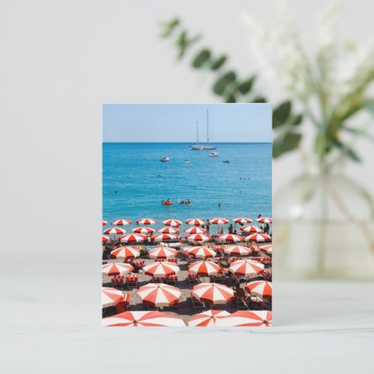 Paraplu's aan de kust van Amalfitan Briefkaart (Staand voorkant)