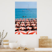 Paraplu's aan de kust van Amalfitan Poster (Keuken)