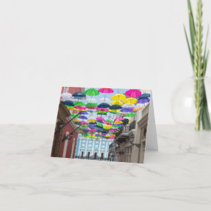 Paraplu's boven San Juan Streets en Mansion Bedankkaart