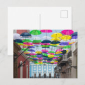 Paraplu's boven San Juan Streets en Mansion Holid Feestdagenkaart (Voorkant / Achterkant)