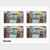 Paraplu's boven San Juan Streets en Mansion Rechthoekige Sticker (Vel)