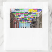 Paraplu's boven San Juan Streets en Mansion Rechthoekige Sticker (Tas)