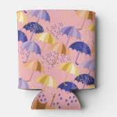 Paraplu's, druppels, kleurrijk naadloos motief. blikjeskoeler (Achterkant)