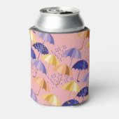 Paraplu's, druppels, kleurrijk naadloos motief. blikjeskoeler (Blikje Achterkant)