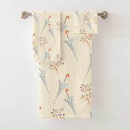 Paraplu's en herfstolling bad handdoek