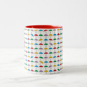 Paraplu's in de regen tweekleurige koffiemok (Center)