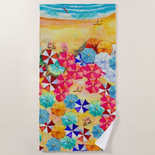 Paraplu's in de zand strandlaken (Voorkant)