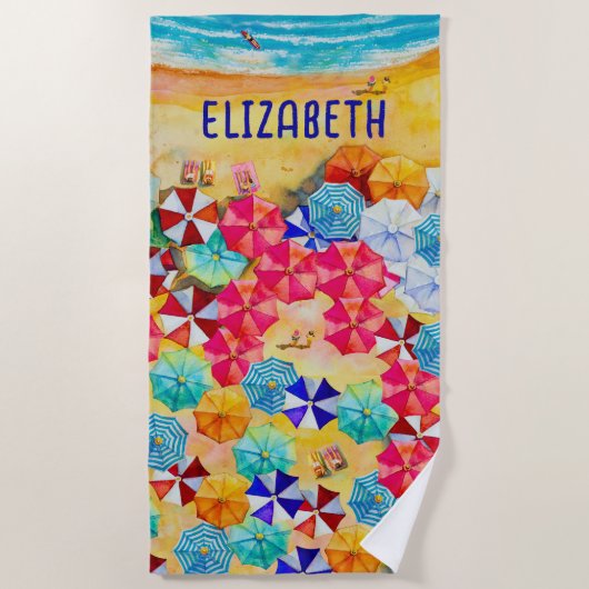 Paraplu's in de zand strandlaken (Voorkant)