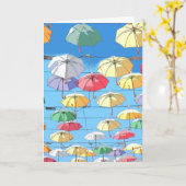 Paraplu's in het Wenskaart Sky Kaart (Gele Bloem)