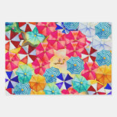 Paraplu's in het zand-strand inpakpapier vel (Voorkant 3)