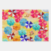 Paraplu's in het zand-strand inpakpapier vel (Voorkant 2)