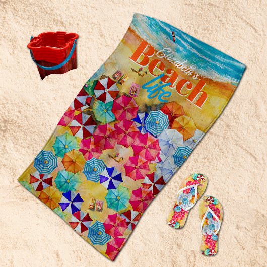 Paraplu's in het Zandstrandleven Strandlaken