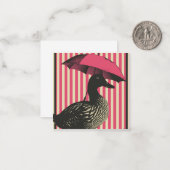 Paraplu's omhoog & regenbogen wachten: eend notitiekaartje (Voorkant / Achterkant in situ)