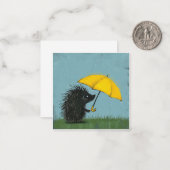 Paraplu's omhoog & schrijven op: speelse stekelvar notitiekaartje (Voorkant / Achterkant in situ)