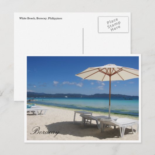 paraplu's ontspannen boracay briefkaart (Voorkant / Achterkant)