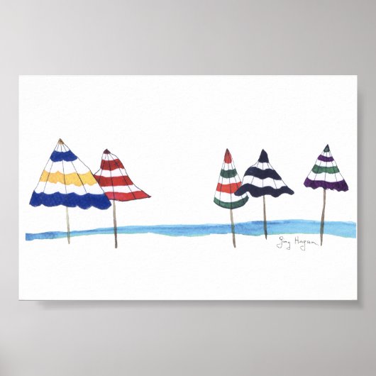 Paraplu's op de Posters en Prints van het strand (Voorkant)