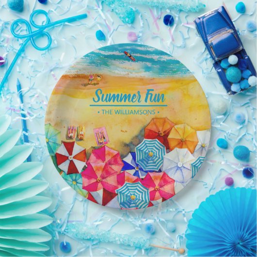 Paraplu's op de zand papieren bordje (Feest)