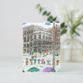 Paraplu's op het Pioneer-plein Briefkaart (Staand voorkant)