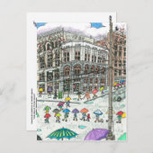 Paraplu's op het Pioneer-plein Briefkaart (Voorkant / Achterkant)