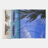 paraplu's op het strand van St. Maarten, Caribisch Theedoek (Horizontaal)