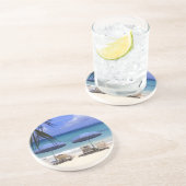 paraplu's op het strand van St. Maarten, Caribisch Zandsteen Onderzetter (Zijkant)