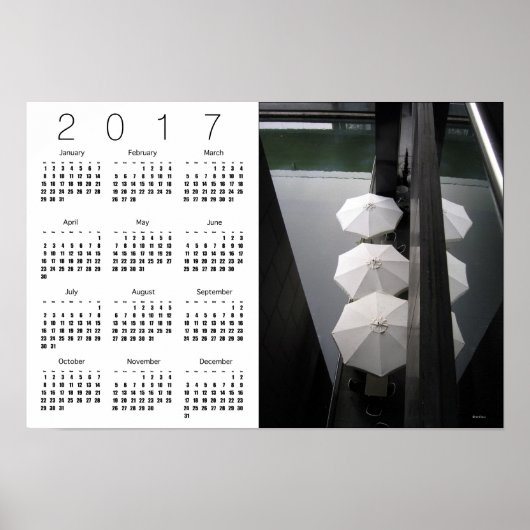 Paraplu's Paris Wit Kalender Poster 2017 (Voorkant)