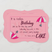Paraplu's Roze Verjaardag Uitnodiging (Voorkant / Achterkant)