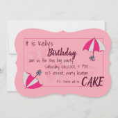 Paraplu's Roze Verjaardag Uitnodiging (Voorkant)