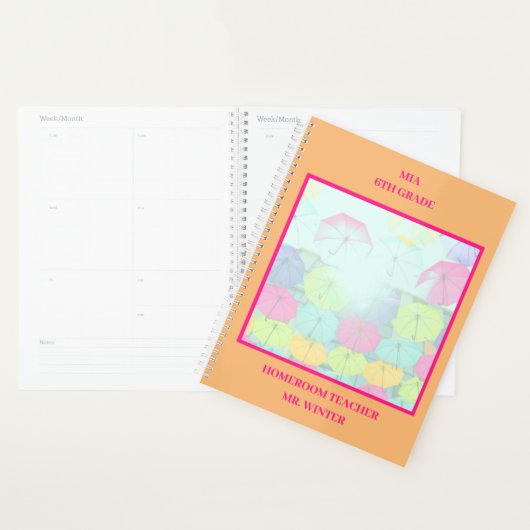 Paraplu's Sinaasappel Kleurrijke School Classroom Planner (Display)