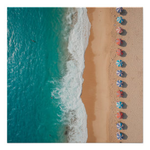 Paraplu's Strand Tropische Oceaan Perfect Poster